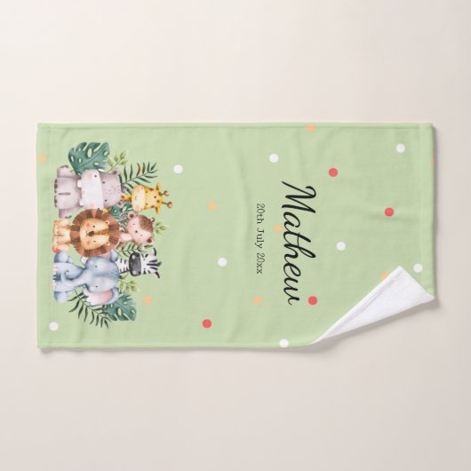 Mit Monogramm Safari-Tier im Dschungel l Green Badhandtuch Set (Handtuch)