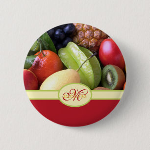 Mit Monogramm saftige natürliche köstliche frisc Button