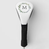 Mit Monogramm Sage Green Blätter Grünfläche Kranz Golf Headcover (Vorderseite)