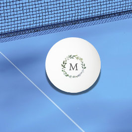 Mit Monogramm Sage Green Blätter Grünfläche Kranz Tischtennisball