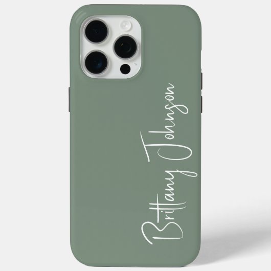 Mit Monogramm Sage Green Case-Mate iPhone Hülle (Rückseite)