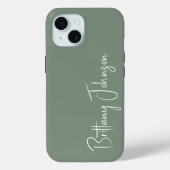 Mit Monogramm Sage Green Case-Mate iPhone Hülle (Rückseite)
