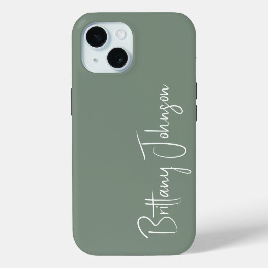 Mit Monogramm Sage Green Case-Mate iPhone Hülle (Rückseite)