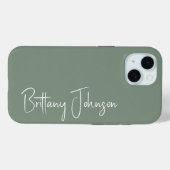 Mit Monogramm Sage Green Case-Mate iPhone Hülle (Rückseite (Horizontal))