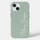 Mit Monogramm Sage Green Case-Mate iPhone Hülle (Rückseite)