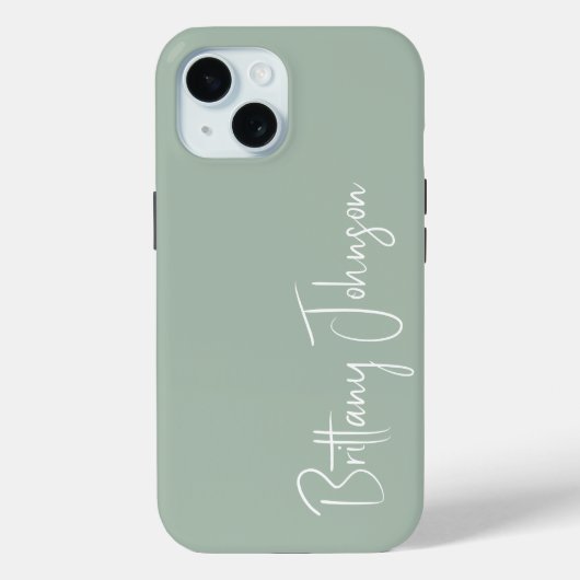 Mit Monogramm Sage Green Case-Mate iPhone Hülle (Rückseite)