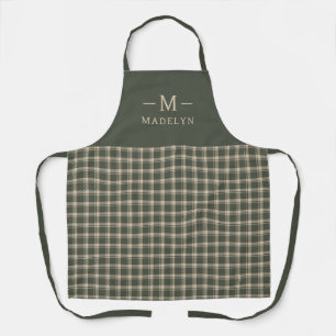 Mit Monogramm Sage Green Elegant Schürze