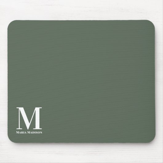 Mit Monogramm Sage Green Initial Name Electronics Mousepad (Vorne)