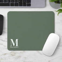 Mit Monogramm Sage Green Initial Name Electronics Mousepad