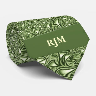 Mit Monogramm Sage Green Paisley Necktie Krawatte