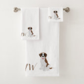 Mit Monogramm Saint Bernard Dog Design Badhandtuch Set (Insitu)