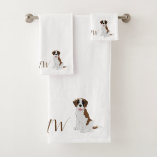 Mit Monogramm Saint Bernard Dog Design Badhandtuch Set