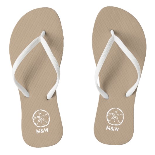 Mit Monogramm Sandstrand Hochzeit Flip Flops Badesandalen (Fußbett)