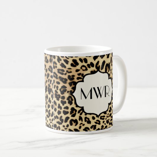 Mit Monogramm Sassleopard-Printwerbung Kaffeetasse (VorderseiteRechts)
