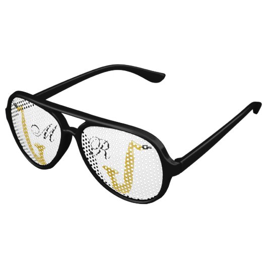 Mit Monogramm Saxophon Partybrille (Schrägansicht)
