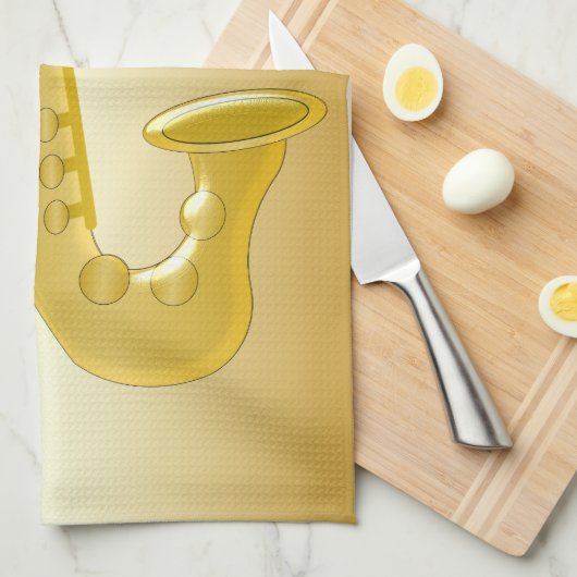 Mit Monogramm Saxophone-Gold gefärbt Geschirrtuch (Viertel Falte)