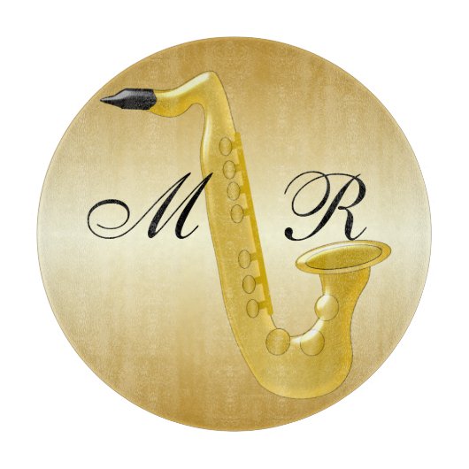 Mit Monogramm Saxophone-Gold gefärbt Schneidebrett (Vorderseite)