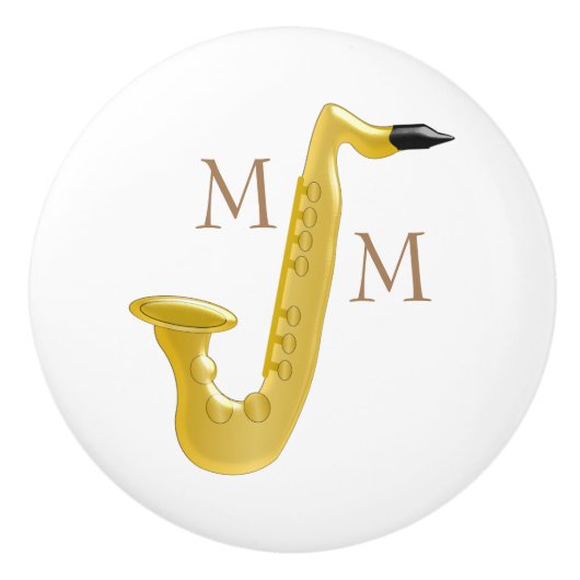 Mit Monogramm Saxophone Keramikknauf (Vorderseite)