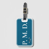 Mit Monogramm Schachtheater mit Aquamarinem und we Gepäckanhänger (Vorderseite Vertikal)