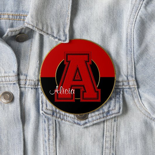 Mit Monogramm Schaltfläche der Schule, Rot-Schwarz Button (Beispiel)