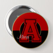 Mit Monogramm Schaltfläche der Schule, Rot-Schwarz Button (Vorne & Hinten)