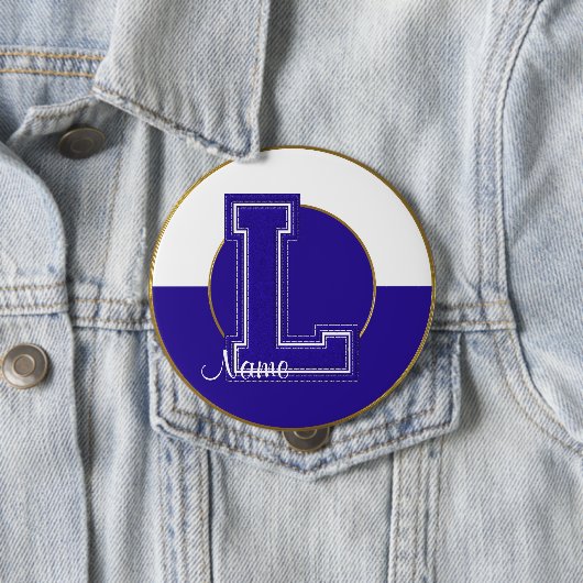 Mit Monogramm Schaltfläche für die Schule, Blau-We Button (Beispiel)