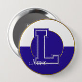 Mit Monogramm Schaltfläche für die Schule, Blau-We Button (Vorne & Hinten)