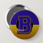 Mit Monogramm Schaltfläche für die Schule, Blue-Go Button (Vorne & Hinten)