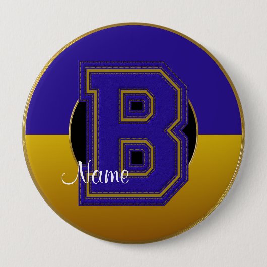 Mit Monogramm Schaltfläche für die Schule, Blue-Go Button (Vorderseite)