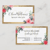 mit Monogramm, schicker Goldrahmen-Blumenschrift Visitenkarte (Vorne/Hinten)
