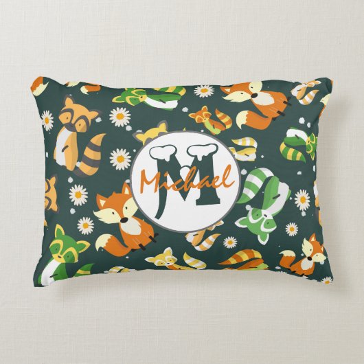 Mit Monogramm Schlägerhühner-Muster Kinderzimmer Dekokissen (Vorderseite)