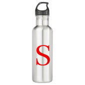 Mit Monogramm Schlichtes  Rotes und Weißes Anfangs Edelstahlflasche (Vorderseite)
