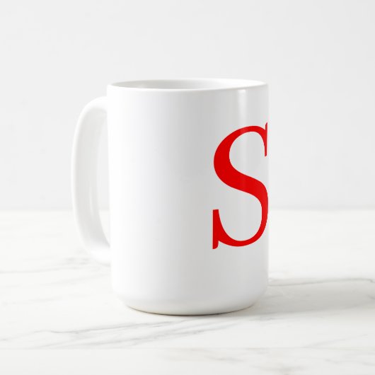 Mit Monogramm Schlichtes  Rotes und Weißes Anfangs Kaffeetasse (Vorderseite Links)