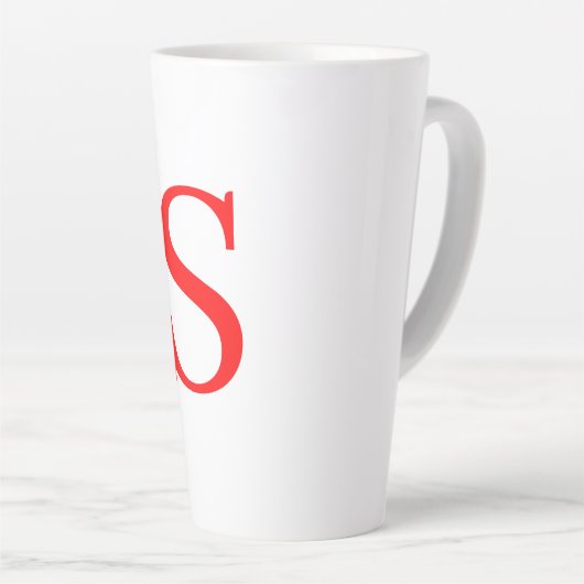 Mit Monogramm Schlichtes Rotes und Weißes Anfangs Milchtasse (Rechte Ecke)