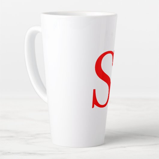 Mit Monogramm Schlichtes Rotes und Weißes Anfangs Milchtasse (Linke Ecke)