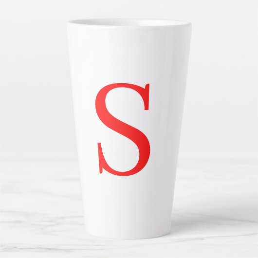 Mit Monogramm Schlichtes  Rotes und Weißes Anfangs Milchtasse (Vorderseite)