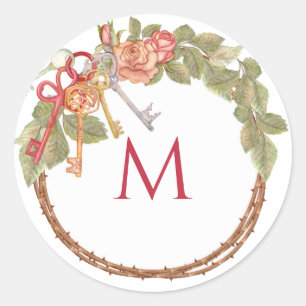Mit Monogramm Schlüssel und Tod Runder Aufkleber