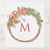 Mit Monogramm Schlüssel und Tod Weinetikett (Einzelnes Label)