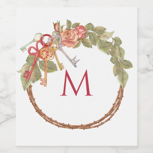 Mit Monogramm Schlüssel und Tod Weinetikett (Einzelnes Label)