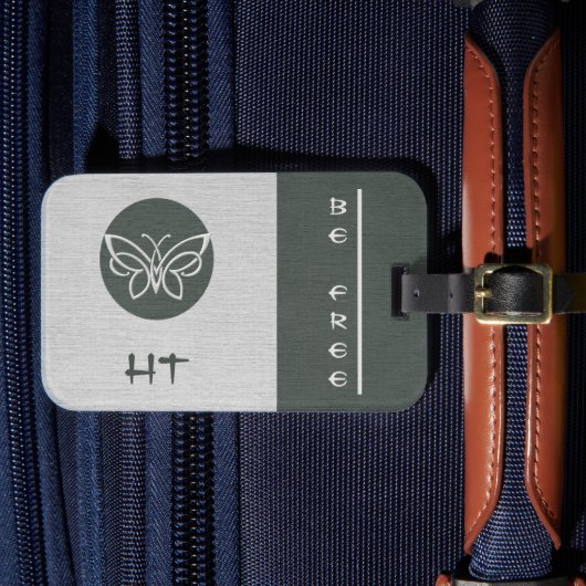 Mit Monogramm Schmetterlingseide Aussehen Gepäckma Gepäckanhänger (Vorderseite Insitu 4)