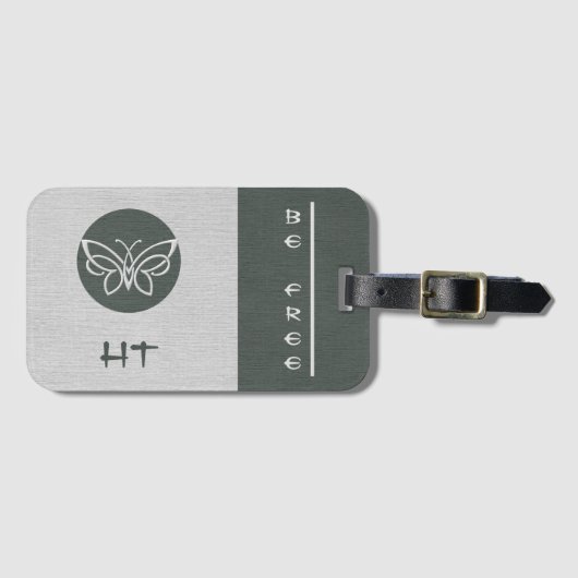 Mit Monogramm Schmetterlingseide Aussehen Gepäckma Gepäckanhänger (Vorderseite (Horizontal))