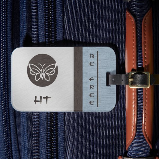 Mit Monogramm Schmetterlingseide Aussehen Gepäckma Gepäckanhänger (Vorderseite Insitu 4)