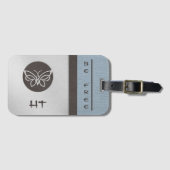 Mit Monogramm Schmetterlingseide Aussehen Gepäckma Gepäckanhänger (Vorderseite (Horizontal))