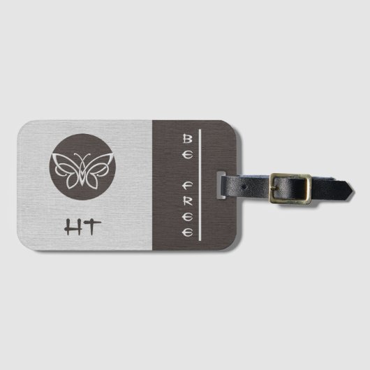 Mit Monogramm Schmetterlingseide Aussehen Gepäckma Gepäckanhänger (Vorderseite (Horizontal))