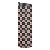 Mit Monogramm Schmetterlingsmuster aus Rosa und Sc Thermosbecher (Nach rechts gedreht)