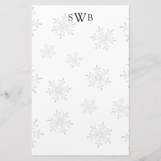 Mit Monogramm Schneeflocke Blank Weihnachtspapier Briefpapier (Vorderseite)