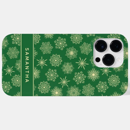 Mit Monogramm Schneeflocken Weihnachten Grün Case-Mate iPhone Hülle (Rückseite (Horizontal))