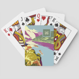 Mit Monogramm schöne blaue Seeblick Illustration Spielkarten