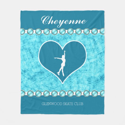 Mit Monogramm schöne Türkis-Zahl Skater Fleecedecke (Vorderseite)