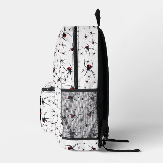Mit Monogramm School Red & Black Spider Pattern Bedruckter Rucksack (Rechts)